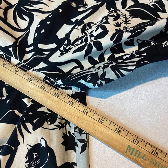 Maeve Anthropologie Women XS Floral Pant Panther Cat Black Cream Boho Tapered - Picture 8 of 10
